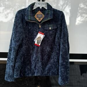Pendleton Jacket Womens Medium Blue Sherpa Full Zip Cozy Fall Minimalist NWT